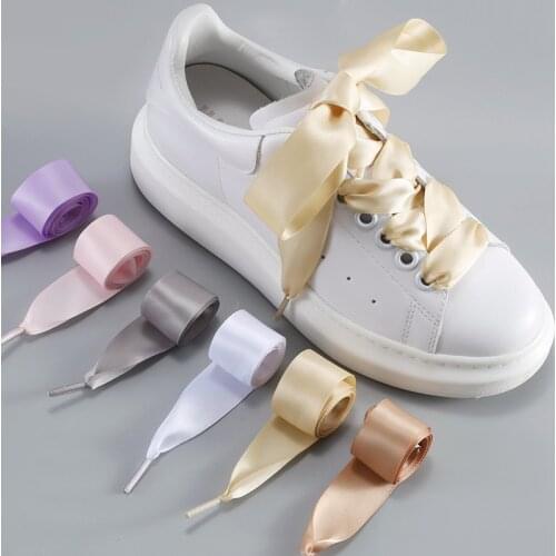 1 Pair Silk Shoe Laces Flat 2CM Width Dance Shoelaces Used For Casual Canvas White Shoes Accessories White Shoelace 22 Colors