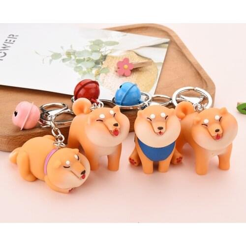 Cute Resin Shiba Inu Keychain Cartoon Akita Dog Pendant Couple Women Backpack Car Key Chain Ring Accessories