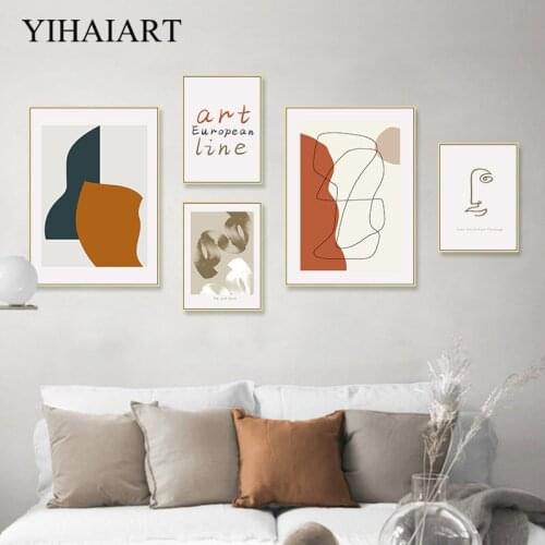 Modern Abstract Painting Minimalist Nordic Vintage Poster Artwork Wall Art Print Canvas Pictures for Living Room Home Decoration