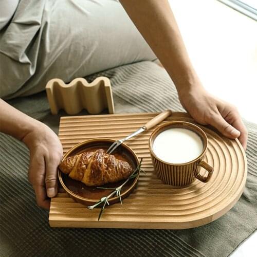 Water Wave Shaped Bread Plate Creative Cake Dessert Wooden Plate Dinner Plate For Afternoon Tea Kitchen Decoration Accessories