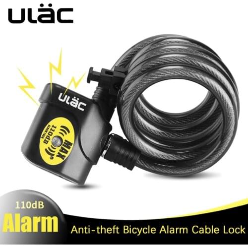ULAC Alarm Lock For Bicycle Motorcycle Steel Cable Bike Lock Cycling Bicycle Cable Lock Anti-theft Security Wire Bicycle Lock