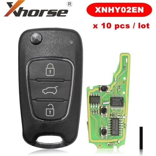 XHORSE XNHY02EN Wireless for HYUNDAI Flip 3 Buttons Universal Remote Key for VVDI Key Tool English Version 10pcs/lot