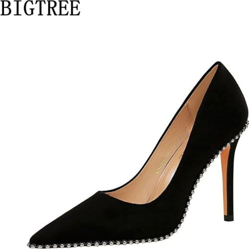 Bigtree Brand Heels Women 2021 Heels Women Pumps Ladies Heels String Bead Wedding Shoes For Women Bride High Heels Chaussure