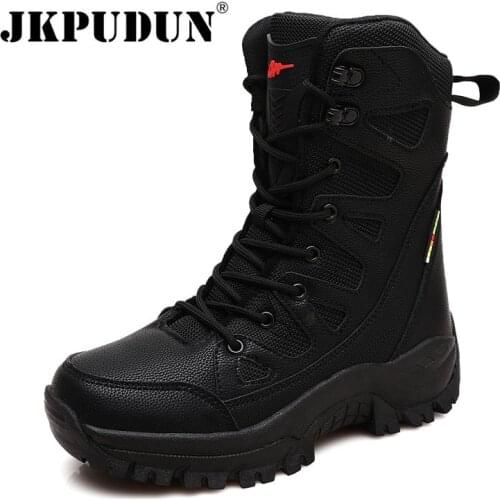 Winter Leather Military Tactical Desert Combat Boots Men Army Work Shoes Unisex Sneakers Non-slip Outdoor Men Hiking Ankle Boots