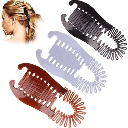 1Pc Elastics Hair Braider Banana Clip Flexible Interlocking Hair Combs Elongated Ponytail Holder for Women Girl Hair Accessories