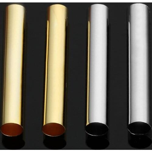 100 Pieces Smooth Straight Noodle Tube Beads Spacer Beads for DIY Jewelry, DIA: 4mm, Lenght: 30mm (Gold/Platinum) Straight