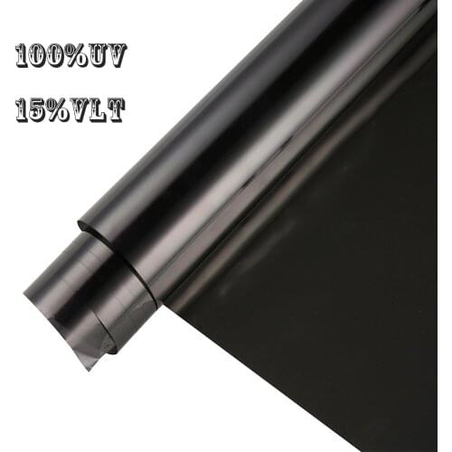 100%UV Car Window Tinting Black Reflective Window Tint 15%VLT Solar Film Sunshade Roll Privacy Sticker for Car Glass Home