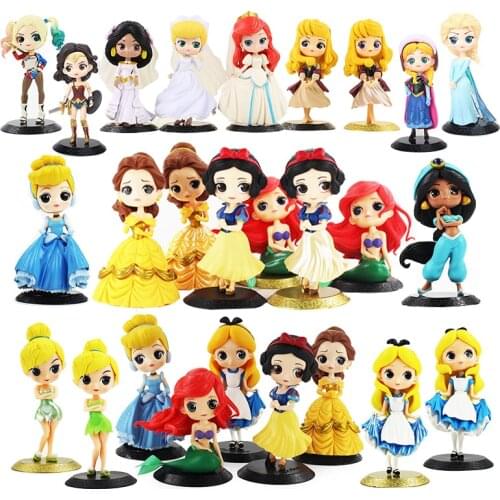 12cm Princess Qposket Q Posket Alice Mermaid Cinderella Snow White jasmine rapunzel tikerbell Belle wonder Cake Wedding Toys