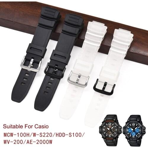 16mm Resin Strap Watch Band for Casio MCW-100H W-S220 AE-2000 AE-2100 Men Sport Waterproof Replacement Bracelet Watchband Belt