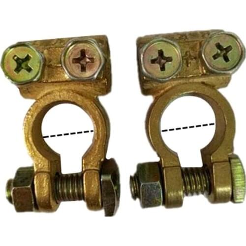 2PCS Universal Double Screw Crimping Brass Battery Head Automotive Battery Terminal with Screw Iron