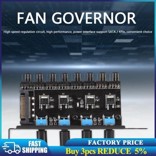 8 Channels Cooling Fan HUB 4Pin Power Supply 4 Knob Radiator Speed Controller for 3pin 4pin fan CPU PC Case Chassis