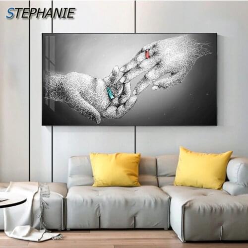 Abstract Modern Lines Lover Wall Art Picture Creative Figure Canvas Painting for Couple Bedroom Aisle Black White Poster Print