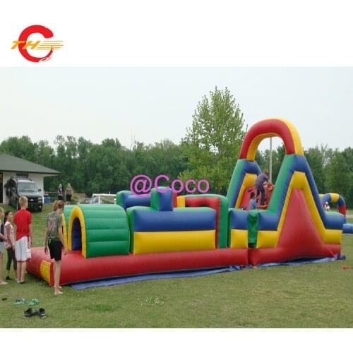 Free ship to sea port,10x3m custom made inflatable combo obstacle wipeout game inflatable obstacle course with air blower
