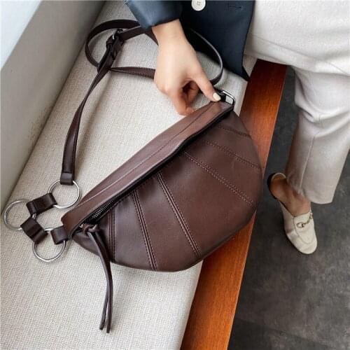 Burminsa Soft Patchwork Chest Bags For Women Vintage Large Capacity Girl Crossbody Bags PU Leather Female Sling Bags Spring 2021