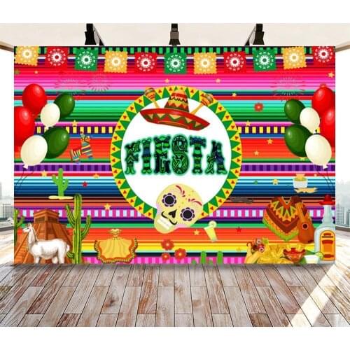 Day of the Dead Fiesta Backdrop Mexican Fiesta Theme Photography Background Cactus Guitar Party Banner Photo Backdrops