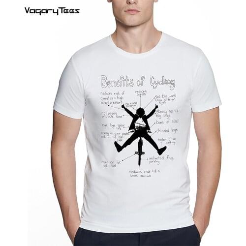 Funny Anatomy Bicycle Design Cool Boy Tees Benefits of cycling print T-Shirt Summer Men Short Sleeve Sport unisex streetwear top