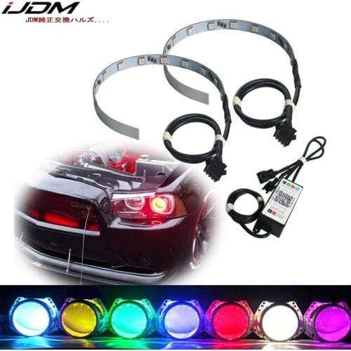 IJDM Bluetooth Wireless Remote Control RGB Demon Ring Eye Halo for Headlight Projectors or 2.5 2.8 3.0 Inch Retrofit Projector