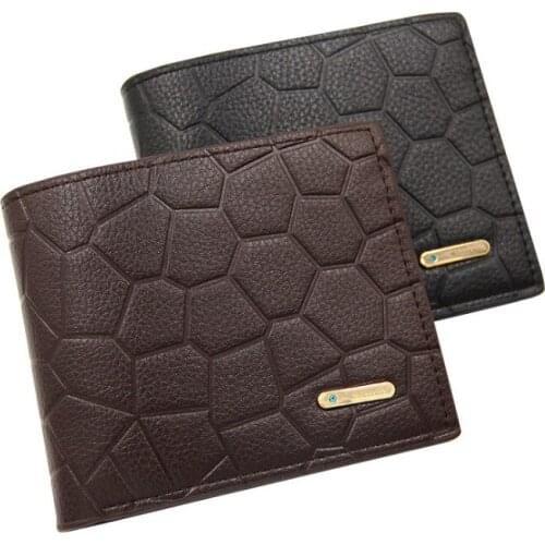 Stone pattern Folding Pu Leather wallet Men Business Card Money Holder Wallet