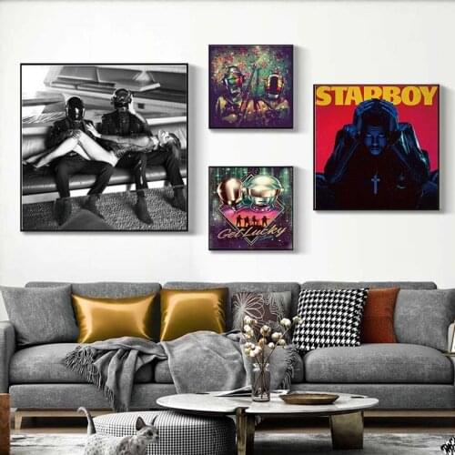 Oil Painting Daft Punk Starboy Bangalter Art Rap Music Album Star Poster Prints Canvas Wall Pictures For Living Room Home Decor