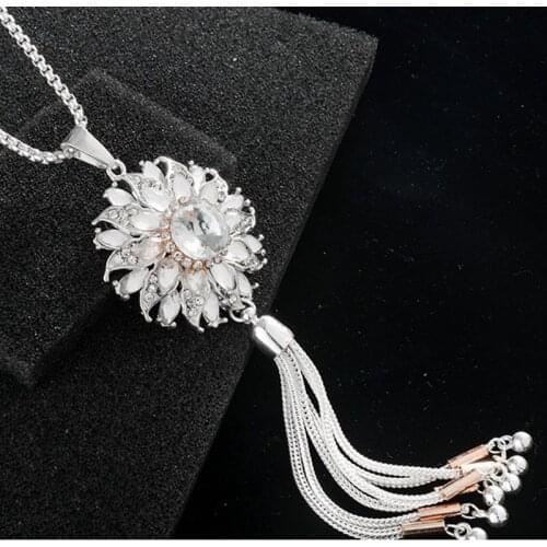 Classic Crystal Tassel Long Necklace Women Fashion bijoux jewelry necklaces and Pendants Gift NEW