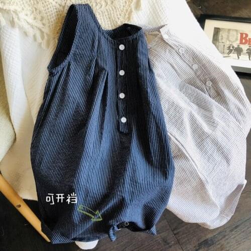 Childrens Striped Loose Cotton Jumpsuit Vest Shorts kids clothes girls pants for girls kid autumn