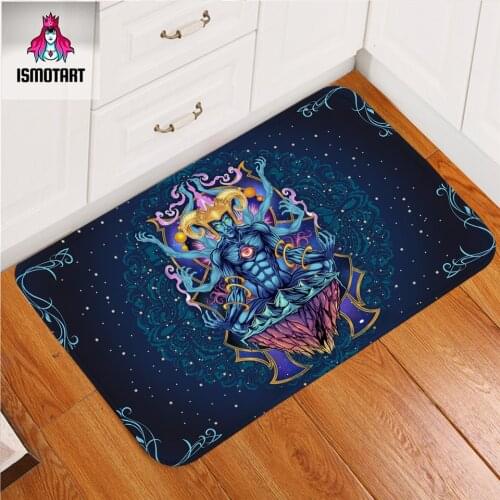 Meditating God Flyland by Ismot Esha Carpet Psychedelic Non-slip Soft Rug Sacred Floor Mat Absorbent Blue Doormat For Bedroom