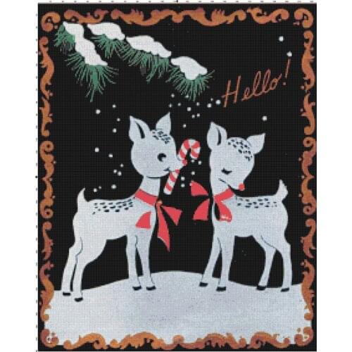 Fashional Embroidery Two White Deers Counted Cross Stitch for Babies with 100% Cotton Flosses & Free Shipping for Home Decor