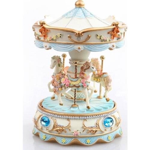 Gems Carousel Ceramics Classic Tracks Music Box with 3 Horses Rotating is a beautiful gift for childrens birthday gifts