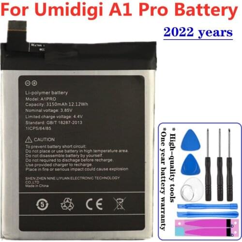 UMI A1Pro Mobile phone Battery For UMIDIGI A1 Pro Battery 3150mAh Long Standby Time Batteries + Tools