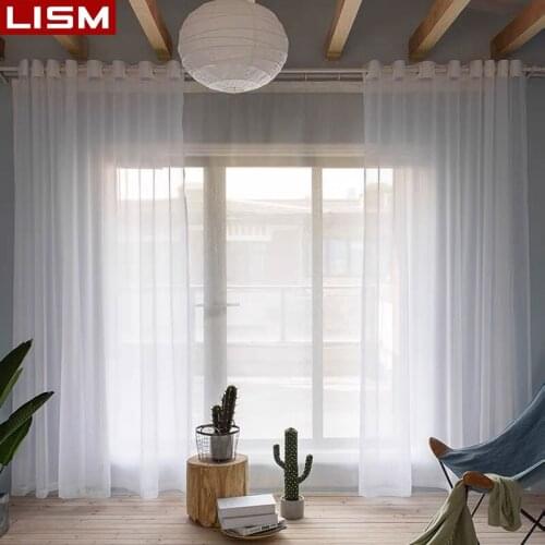 LISM Soild Tulle Sheer Window Curtain for living room the Bedroom Modern Tulle Organza Curtains Fabric Blind Drape for Kitchen