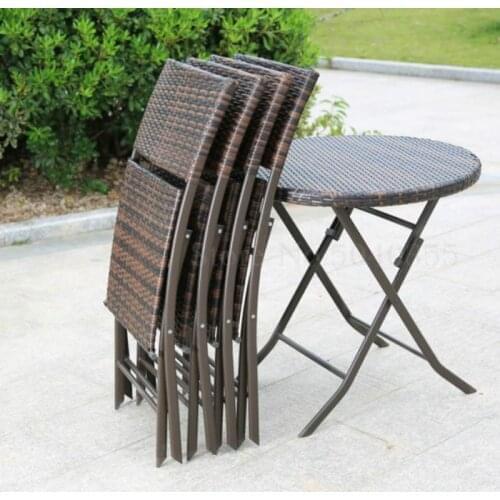Outdoor patio open air coffee table and chair fashion furniture rattan folding set dinette