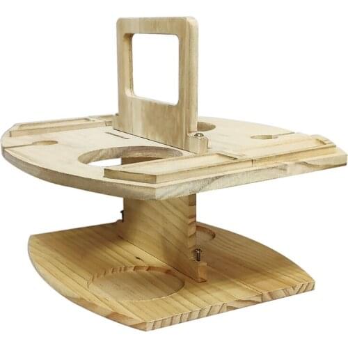 Outdoor Portable Mini Folding Picnic Table with Glass Holder Wine Bottle Storage Rack Stand Top Handle Wooden Fruit Desk