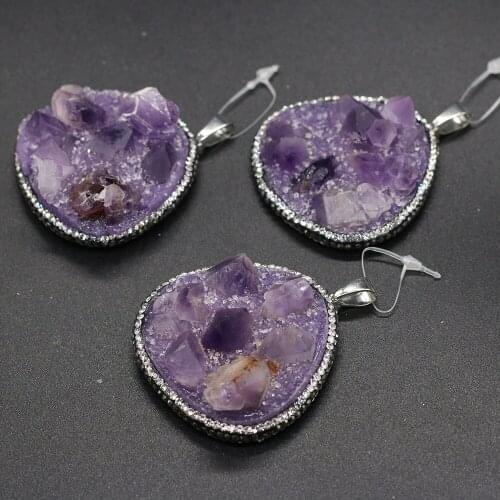 Natural Stone Amethyst Pendant Irregular shape Crystal Exquisite Charm for Jewelry Making DIY Necklace Earrings Accessories