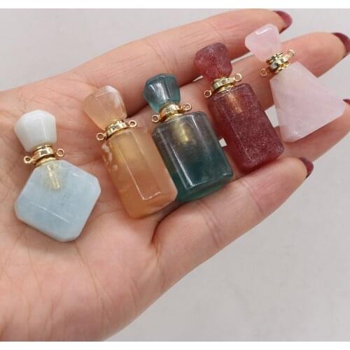 Natural Stone Perfume Bottle Pendant Exquisite Section Semi-Precious For Jewelry Making Charms DIY Necklace Accessory