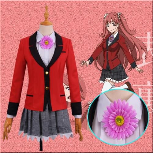 Full set Kakegurui Cosplay Costumes Jabami Yumeko Cosplay Clothing Yumemite yumemi Japanese Girl School Uniform