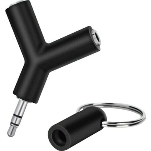 Headphones Splitter Mini Y Shape Two-way 3.5mm Double Jack Audio Headset Splitter Connector Adapter keyring Earphone Accessories