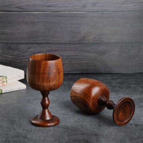 Handmade Natural Wooden Beer Mug Environmental Classical Wine Glass Round Wine Cup Solid Wood Tea Cup Goblet Office Drinkware