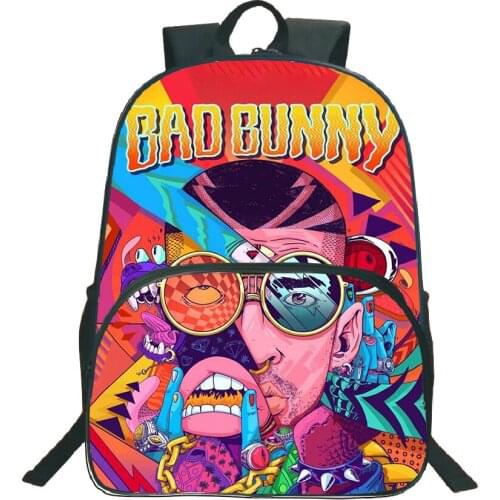 Bad Bunny 3d Print Backpack Mujer 16 Inch Women Men Backpacks Teenager School Bags Boys Girls Bookbag Children Students Mochila