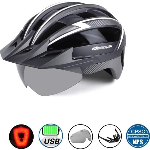 SHINMAXMen Women Ultralight Cycling Helmet MTB Road Bike Bicycle Motorcycle Riding Removable Transparent Lens Safely Cap