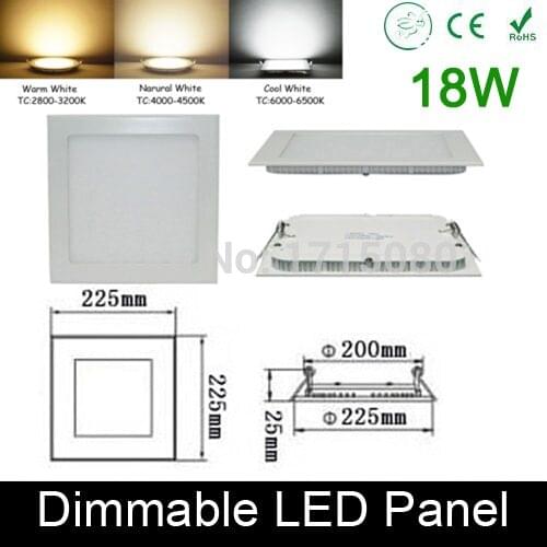 Thickness Dimmable 18W LED panel light flat square LED Recessed ceiling light 4000K for home luminaria lighting lamp