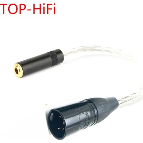 TOP-HiFi 4Pin XLR Male Balanced to 3.5mm Female 8 croes 7N OCC Silver Plated Audio Adapter Cable Headphone Cable