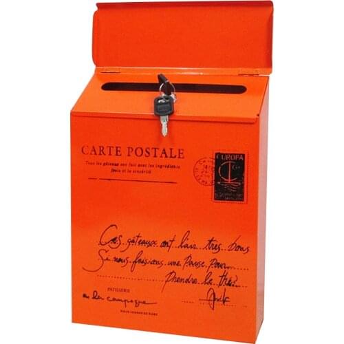 Iron Lock Letter Box Vintage Wall Mount Mailbox Mail Postal Letter Newspaper Box HR