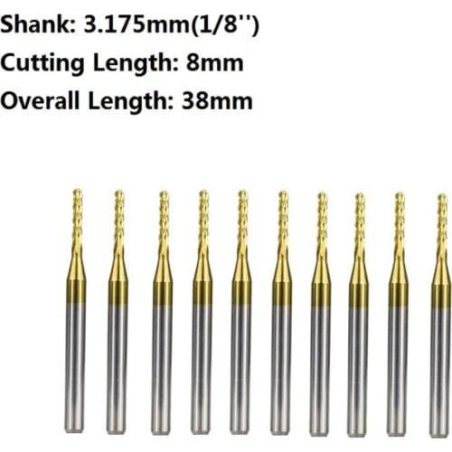 10pcs 1.5mm titanium coated carbide pcb end mill cnc router bits end mill for pcb machine