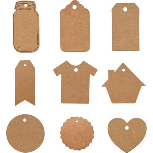100pcs Blank Kraft Paper Multi-style Paper Hang Tags DIY Craft Handmade Gift Tag Wedding Birthday Party Candy Boxes Price Tags