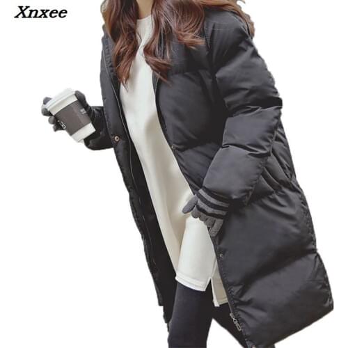 2018 Black Warm Hooded Cotton Long Parka Plus Size Winter Jacket Women Coat Thick Cotton Loose Padded Wadded Inverno Casaco