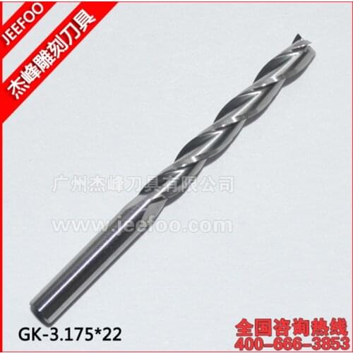 3.175*22MM 3 Flutes Mill, Engraving Cutters, Cutting Bits, Milling Tools on Cutting Carving Hard Wood, MDF, Acrylic, PVC