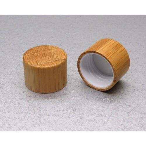 30pcs 20/24/28R 410 Bamboo Screw Cap Lid For Plastic Cosmetic Liquid Bottles Makeup Refillable Containers