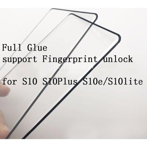 200pcs 3D Full Glue Tempered Glass For Samsung S10 Plus S10e S10 lite Screen Protector with Fingerprint Unlock no Hole Free DHL