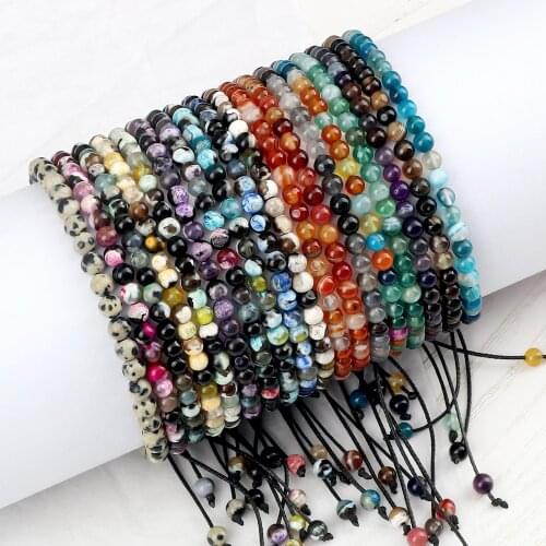 4mm Natural Agates Chakra Bead Bracelets for Women Men Mini Energy Stone Yoga Braided Bracelet Adjustable Bangles Prayer Jewelry