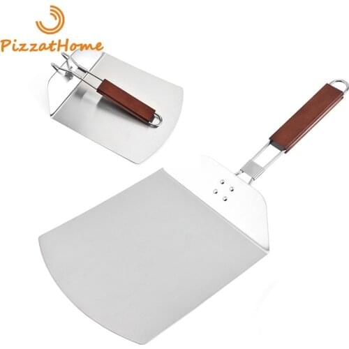 PizzAtHome 9.4 Inch Stainless Steel Pizza Peel Rectangular Pizza Shovel Foldable Pizza Peel Paddle Short Cake Shovel Pizza Tool